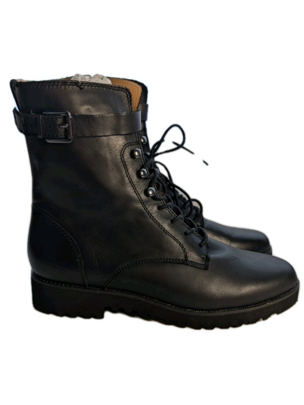 Franco Sarto Combat Boots Women Size 9.5 Canon Black Biker Punk NEW W/ Box